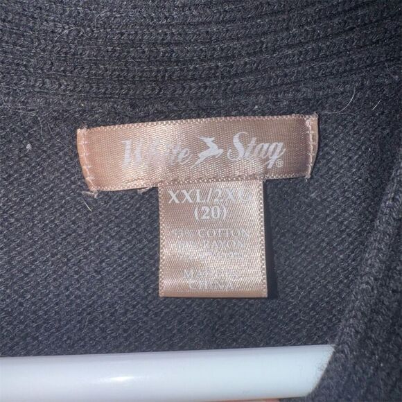 Black Pullover Sweater 2XL Crew Neck Long Sleeve Casual Knit - Picture 3 of 5